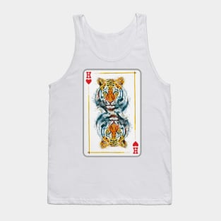 Tiger Head King of Hearts Playing Card Tank Top